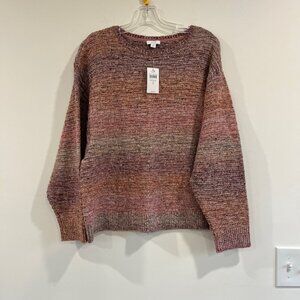 J.Jill Pure Jill Multicolored Knit Sweater In Dried Rose Mult Petite Large NWT